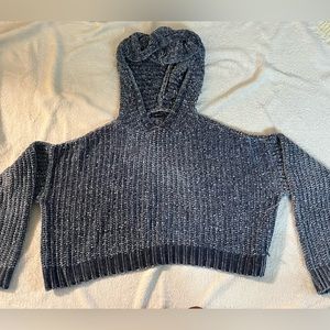 blue knit cropped sweater